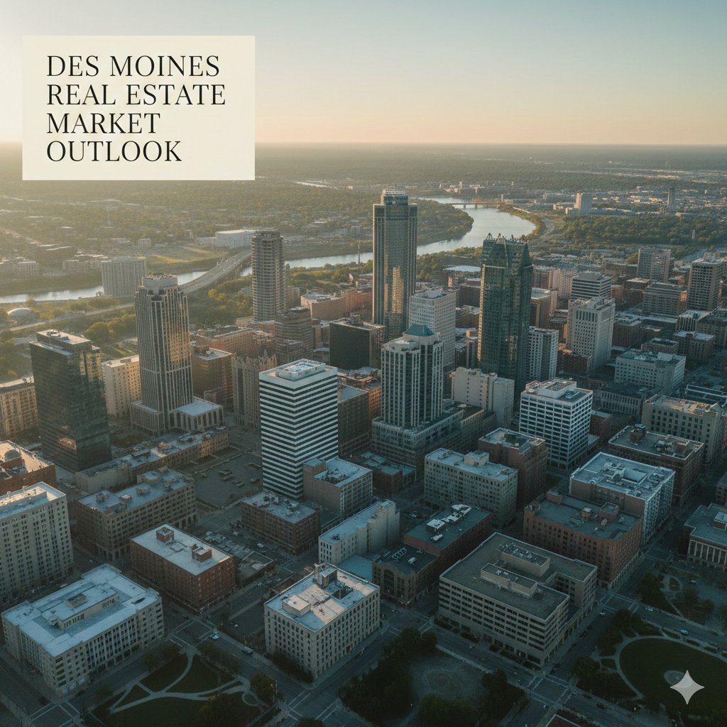 Aerial view of beautiful Des Moines Iowa neighborhood with family homes