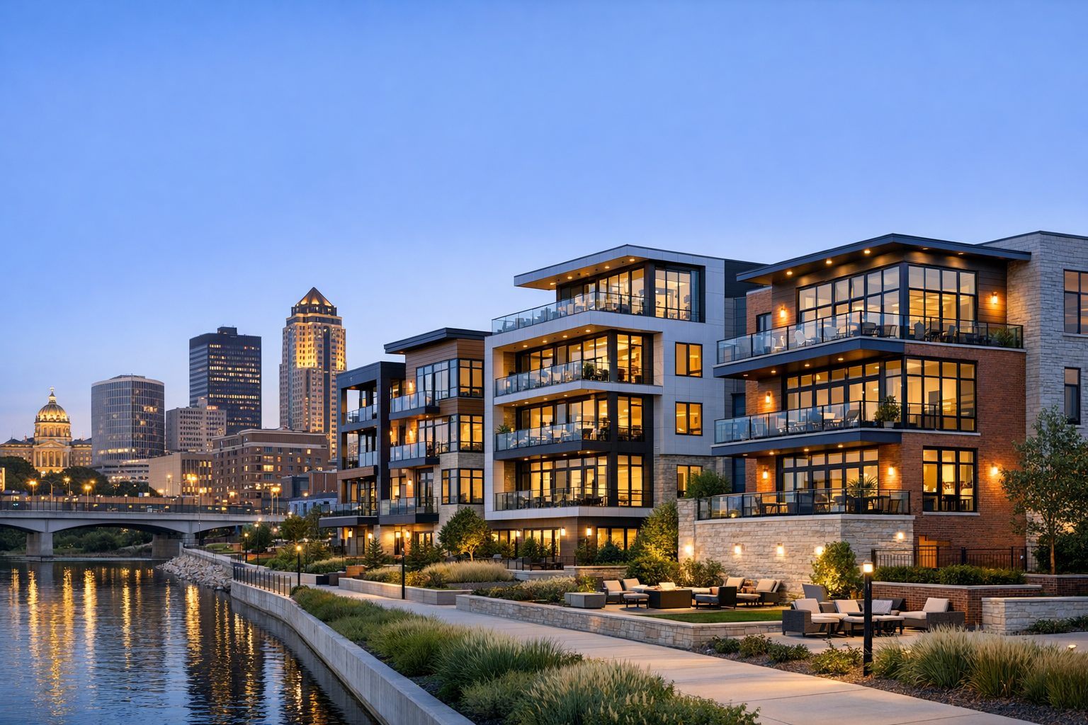 Clive townhome community with low-maintenance landscaping and walking paths - popular with empty nesters and professionals near the Des Moines corporate corridor