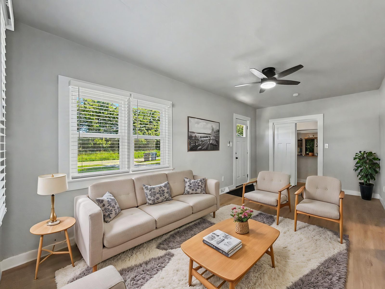 3436 Scott Ave, Des Moines — living and dining area, virtually staged